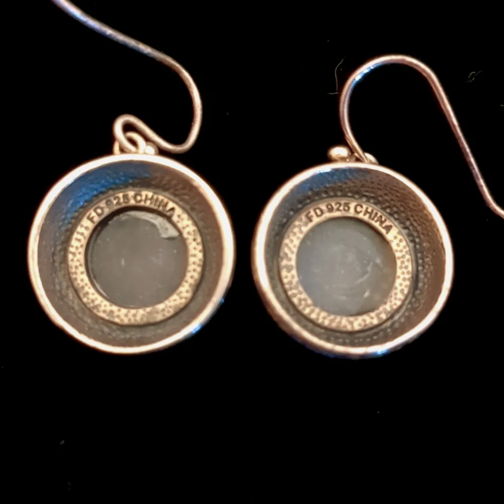 Vintage Francis Douglas Citrine Druzy 925 Silver Round Drop Earring - Picture 2 of 3